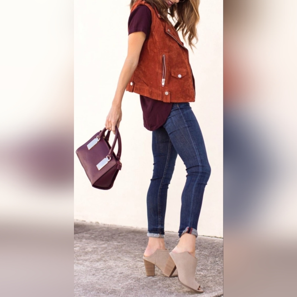 Giorgia Milani 100%Genuine Pebbled Leather Elegant Burgundy Mini Handbag 9"×7"×4 - Picture 3 of 16